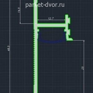 Плинтус Pro Design 7210 скрытый теневой Анодированный 17.5х52 мм (пог. м)