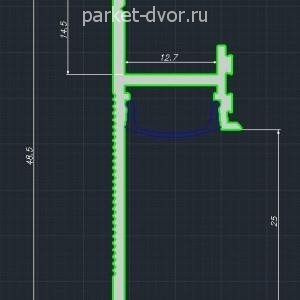 Плинтус AluminiumPro AL13-7210 теневой скрытый RAL9005 Чёрный 17.5х25х48.5х2700 мм (пог. м)