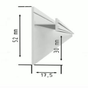 Плинтус AluminiumPro AL13-380 теневой скрытый Белый грунт 17.5х30/52х2700 мм (пог. м)