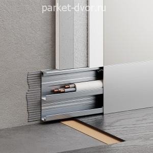 Плинтус Micro 97-06-51 Скрытый с кабель-каналом Серебро анод. 15х60х3050 мм (пог. м)