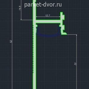 Плинтус Pro Design 7209 теневой скрытый RAL9005 Чёрный 17.5х30х52х2700 мм (пог. м)