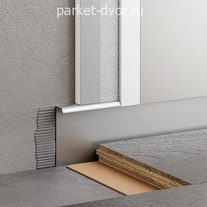 Плинтус Micro 16-75-36 Скрытый Mini Серебро анод. 14.5х50х2050 мм (пог. м)