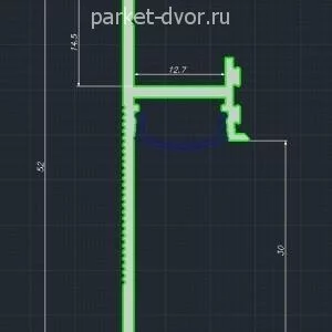 Плинтус AluminiumPro AL13-7209 теневой скрытый RAL9005 Чёрный 17.5х30х52х2700 мм (пог. м)
