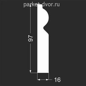 Плинтус Deartio P9.97.16 Белый под покраску 16х97х2070 мм (пог. м)
