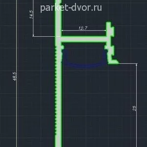 Плинтус AluminiumPro AL13-7210 теневой скрытый RAL9005 Чёрный 17.5х25х48.5х2700 мм (пог. м)