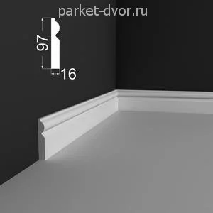 Плинтус Deartio P9.97.16 Белый под покраску 16х97х2070 мм (пог. м)